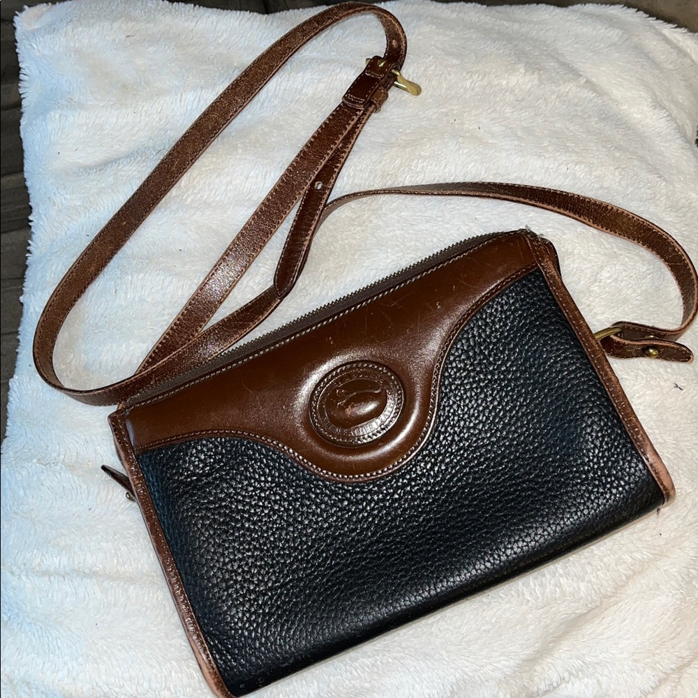 Rare Vintage Dooney & Bourke Purse Bl/Br 1981 All-weather Leather Collection